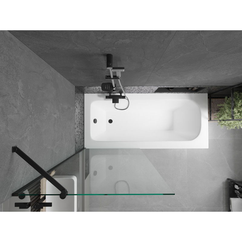Mexen Vega taisnstūrveida vanna 180 x 80 cm ar apdari un 1-paneļa ekrānu 80 cm, caurspīdīgs, melns - 550118080X9508000070