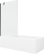 Mexen Vega baignoire rectangulaire 180 x 80 cm avec habillage et paravent 1 volet 100 cm, transparent, noir