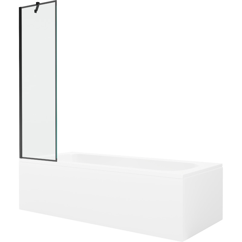 Mexen Vega pravokutna kada 180 x 80 cm s oblogom i jednokrilnim paravanom 50 cm, crni uzorak - 550118080X9505007070