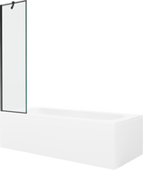 Mexen Vega banheira retangular 180 x 80 cm com painel e paravento de 1 folha 50 cm, padrão preto - 550118080X9505007070