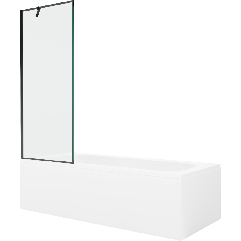 Mexen Vega wanna prostokątna 180 x 80 cm z obudową i parawanem 1-skrzydłowym 70 cm, czarny wzór - 550118080X9507007070