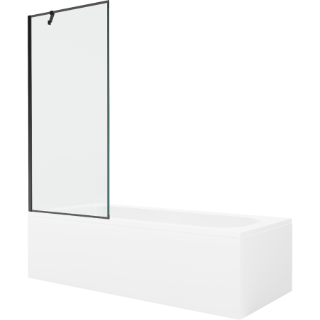 Mexen Vega pravokutna kada 180 x 80 cm s oblogom i 1-krilnim paravanom 80 cm, crni uzorak - 550118080X9508007070