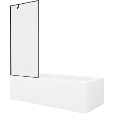 Mexen Vega Rechteckige Badewanne 180 x 80 cm mit Verkleidung und 1-flügeliger Abtrennung 80 cm, schwarzes Muster