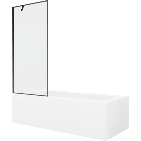 Mexen Vega wanna prostokątna 180 x 80 cm z obudową i parawanem 1-skrzydłowym 80 cm, czarny wzór - 550118080X9508007070