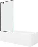 Mexen Vega taisnstūra vanna 180 x 80 cm ar apdares paneli un 1-durvju ekrānu 90 cm, melns raksts - 550118080X9509007070