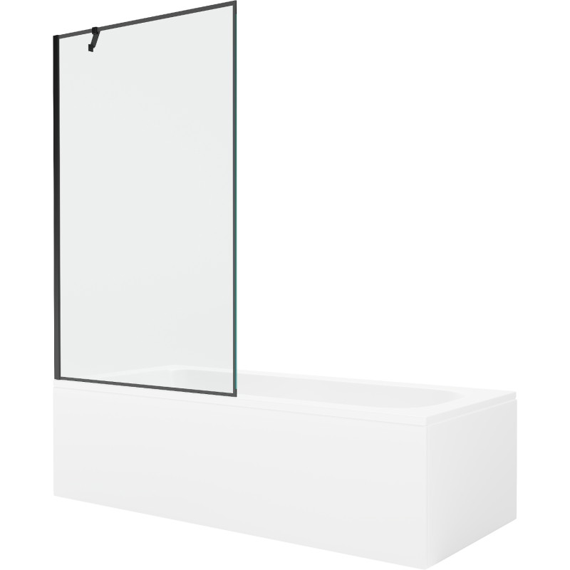 Mexen Vega taisnstūrveida vanna 180 x 80 cm ar apdari un 1-durvju ekrānu 100 cm, melns raksts - 550118080X9510007070