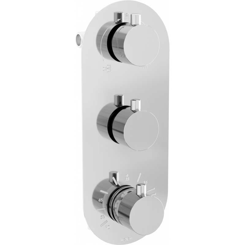Mexen Kai grifo termostático de bañera y ducha de 3 salidas, cromo - 77603-00
