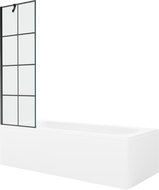 Mexen Vega pravokotna kad 180 x 80 cm z oblogo in enokrilnim zaslonom 60 cm, črni vzorec - 550118080X9506007077