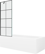 Mexen Vega taisnstūra vanna 180 x 80 cm ar apvalku un 1-spārnu ekrānu 70 cm, melns raksts - 550118080X9507007077