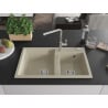 Mexen Tomas granite sink double bowl with Flora kitchen tap, beige - 6516-69-670401-00