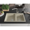 Mexen Tomas Granitspüle 2-Kammer mit Küchenarmatur Flora, beige - 6516-69-670401-00