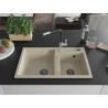 Mexen Tomas fregadero de granito de 2 compartimentos con grifo de cocina Flora, beige - 6516-69-670401-07-B