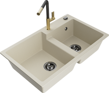 Mexen Tomas 2-kammare granitho med köksblandare Flora, beige - 6516-69-670401-57-B