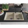 Mexen Tomas 2-chamber granite kitchen sink with Flora kitchen tap, beige - 6516-69-670401-70-B