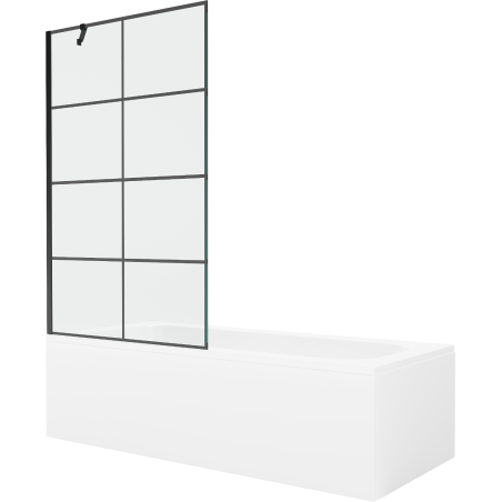 Mexen Vega rechteckige Badewanne 180 x 80 cm mit Verkleidung und einflügeligem Paravent 100 cm, schwarzes Muster - 550118080X95?