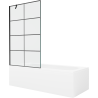 Mexen Vega rechteckige Badewanne 180 x 80 cm mit Verkleidung und einflügeligem Paravent 100 cm, schwarzes Muster - 550118080X95?