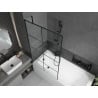 Mexen Vega rechteckige Badewanne 180 x 80 cm mit Verkleidung und einflügeligem Paravent 100 cm, schwarzes Muster - 550118080X95?