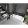 Mexen Vega rechteckige Badewanne 180 x 80 cm mit Verkleidung und einflügeligem Paravent 100 cm, schwarzes Muster - 550118080X95?
