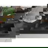 Mexen Tomas Granitspüle 2-Becken mit Küchenarmatur Flora, schwarz/silber metallisch - 6516-73-670401-07-B