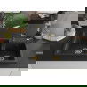 Mexen Tomas 2-Kammer Granitspüle mit Küchenarmatur Flora, schwarz/silber metallisch - 6516-73-670401-57-G