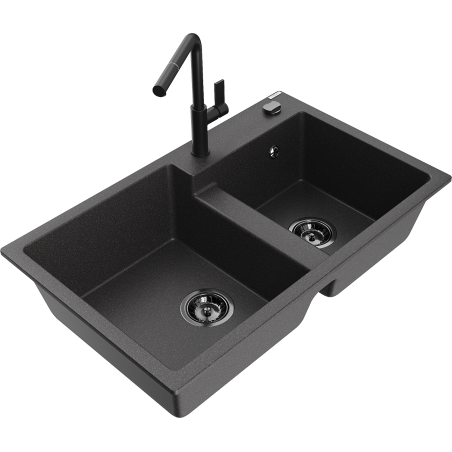 Mexen Tomas Granit-2-Kummer-Zellematte mat Kichenkran Flora, schwaarz gesprenkelt - 6516-76-670401-70-B