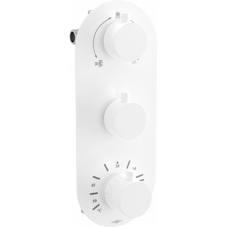 Mexen Kai 3-outlet thermostatic bath-shower mixer tap, white - 77603-20