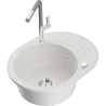 Mexen Kevin fregadero de granito de 1 cubeta con escurridor y grifo de cocina Flora, blanco - 6517-20-670401-06