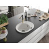 Mexen Kevin granieten gootsteen 1-kompartment met afdruiprek en keukenkraan Flora, wit - 6517-20-670401-57-B