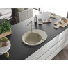 Mexen Kevin granieten spoelbak met 1 bak met afdruiprek en keukenmengkraan Flora, beige - 6517-69-670401-00