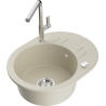 Mexen Kevin lavello in granito a 1 vasca con scolapiatti e rubinetto cucina Flora, beige - 6517-69-670401-00