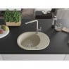 Mexen Kevin 1-bowl granite sink with drainer and Flora kitchen tap, beige - 6517-69-670401-09