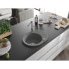 Mexen Kevin 1-bowl granite sink with drainer and Flora kitchen tap, grey - 6517-71-670401-00
