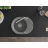Mexen Kevin 1-bowl granite sink with drainer and Flora kitchen tap, grey - 6517-71-670401-00
