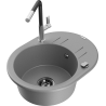 Mexen Kevin fregadero de granito de 1 seno con escurridor y grifo de cocina Flora, gris - 6517-71-670401-07-B