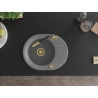 Mexen Kevin fregadero de granito de 1 cámara con escurridor y grifo de cocina Flora, gris - 6517-71-670401-57-G