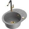 Mexen Kevin fregadero de granito de 1 cámara con escurridor y grifo de cocina Flora, gris - 6517-71-670401-57-G