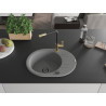 Mexen Kevin Fregadero de granito de 1 cubeta con escurridor y grifo de cocina Flora, gris - 6517-71-670401-57-B