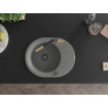 Mexen Kevin Granitspüle 1-becken mit Abtropffläche und Küchenarmatur Flora, grau - 6517-71-670401-57-B