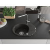 Mexen Kevin granieten 1-komorige spoelbak met afdruiprek en keukenkraan Flora, zwart/goud metallic - 6517-75-670401-00