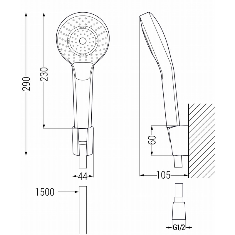 Mexen Royo R05 vannisegisti duši komplektiga, kroom - 7223R05-00