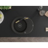 Mexen Kevin granitische spoelbak met 1 bassin met afdruiprek en keukenmengkraan Flora, zwart/goud metallic - 6517-75-670401-57-B