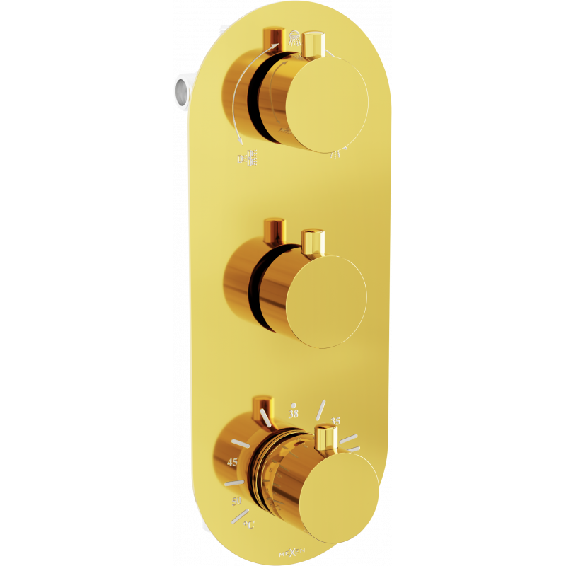 Mexen Kai mitigeur thermostatique bain-douche 3 sorties. or - 77603-50