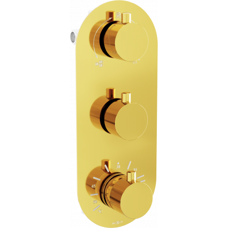 Batterie de bain-douche thermostatique Mexen Kai 3 sorties, dorée - 77603-50