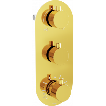 Mexen Kai Thermostatische 3-Wege-Badewannen- und Duscharmatur, Gold - 77603-50