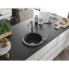Mexen Kevin Granitspüle 1-Becken mit Abtropffläche und Küchenarmatur Flora, schwarz gesprenkelt - 6517-76-670401-08