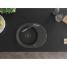 Mexen Kevin fregadero de granito de 1 cubeta con escurridor y grifo de cocina Flora, negro moteado - 6517-76-670401-08-B