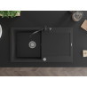 Mexen Leo 1-kompartment granieten gootsteen met afdruiprek en keukenkraan Carla, zwart/zilver metallic - 6501-73-670700-70