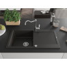 Mexen Leo fregadero de granito de 1 senos con escurridor y grifo de cocina Carla, negro/oro metálico - 6501-75-670700-00