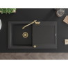 Mexen Leo fregadero de granito de 1 seno con escurridor y grifo de cocina Carla, negro jaspeado - 6501-76-670700-50