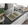 Mexen Gaspar évier granit 1,5 cuve avec égouttoir et robinet de cuisine Carla, beige - 6507-69-670700-00